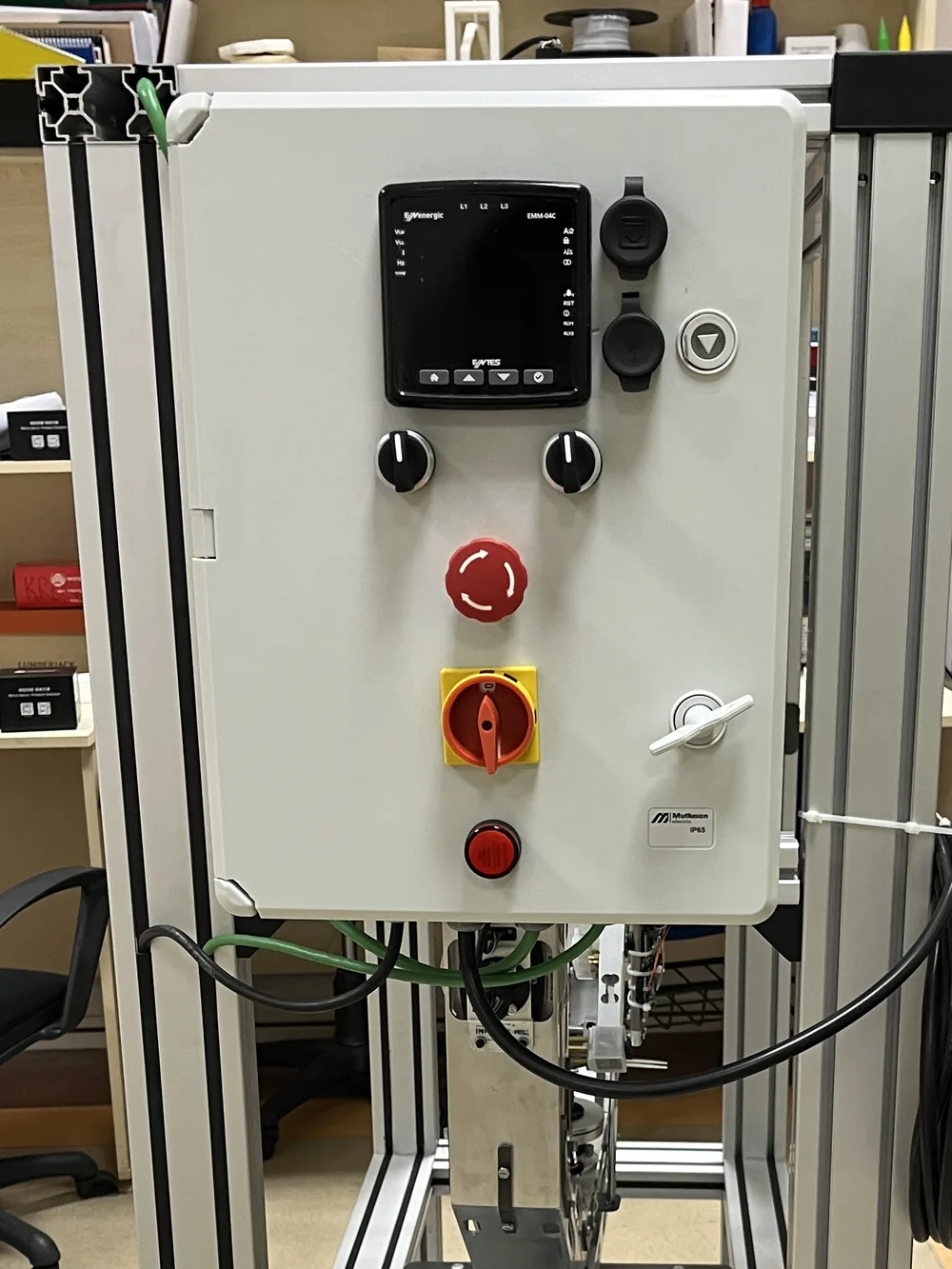 X1 control cabinet with power meter, main switch and emergency stop