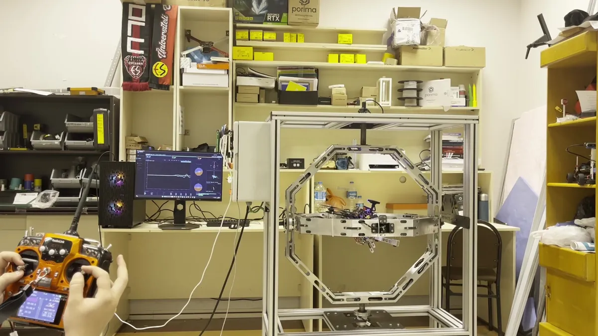 RC transmitter, Control Suite monitor and X1 during a HIL test